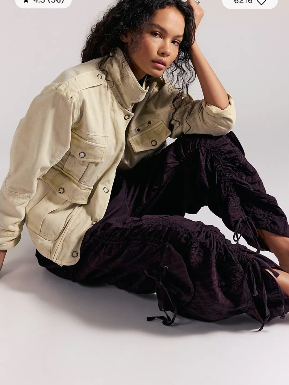 Free People Scorpio Shirred Cargo Pants XS NWT Black Coffee Brown We The Free - Picture 5 of 13